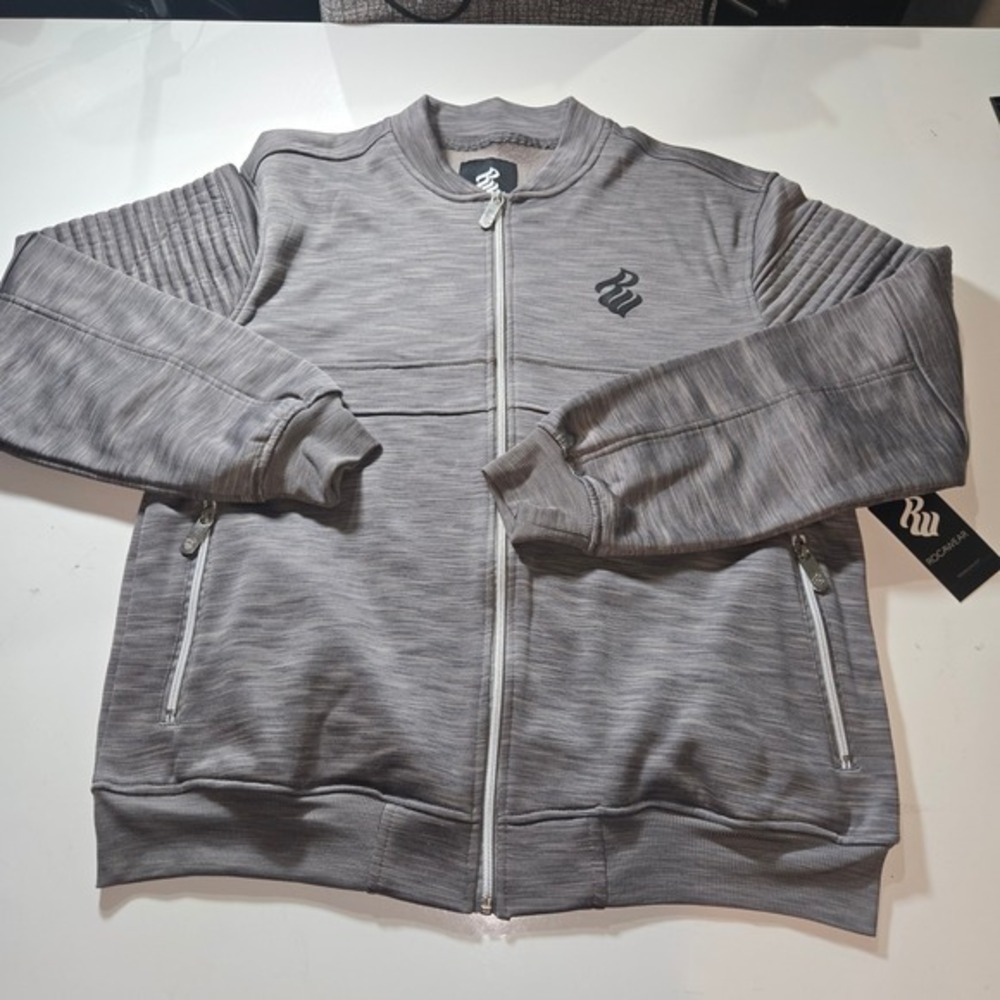 Rocawear Mens Roc Eastside Jack Grey Moto Bomber Jacket R159P40 NWT Size M